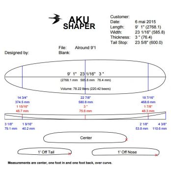 BlackWings 9'1 LONGBOARD ALROUND Epoxy Cristal Clear