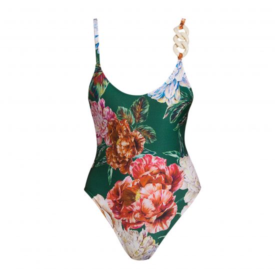 Maillot De Bain 1 Pièce Andres Sarda - Taille 75B/90B/34B - Marron à Pois Dorés, Neuf Avec étiquettes